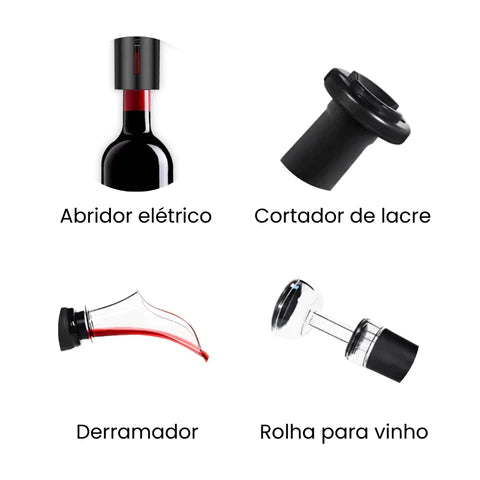 Abridor de Vinho Elétrico - FreshMax 4 em 1